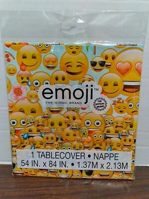 Mantel de fiesta de cumpleaños emoji 54 pulgadas x 84 pulgadas Foto 1 de 2