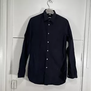 Arket Shirt Navy Blue Cotton Fine Poplin Long Sleeve Slim Fit Men’s EU 44 UK 36 - Picture 1 of 4