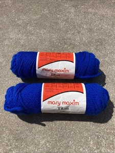 2 Mary Maxim TITAN Yarn BLUE 100 % Soft Acrylic Yarn 3oz ea. 3 Ply Bulky Type - Picture 1 of 4