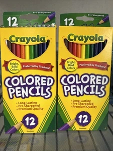(2) Crayola 12 Pack Colored Pencils, Premium Quality Pre-Sharpened - Picture 1 of 2
