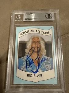Tarjeta de reimpresión 27 BAS C firmada por Ric Flair 1982 PWE Wrestling All Stars Series - Imagen 1 de 1