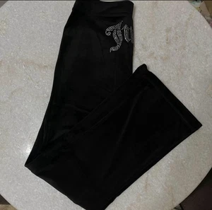 Juicy Couture y2k Lakritz Velours Strass Glitzer Hose Größe XL - Bild 1 von 3
