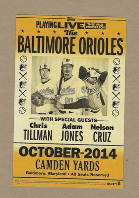 Baltimore Orioles JUMBO 5x8" #'d 27/99 Topps 2014 Adam Jones "concert poster" - Image 1 of 2