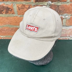 Vintage 90s Levi’s Baseball Cap Beige Twill Strapback Embroidered Logo Made USA - Picture 1 of 15