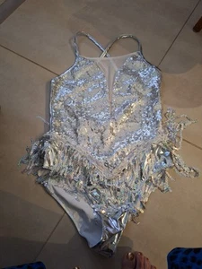 Silver Sequin Leotard Medium - Picture 1 of 4
