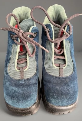 Botas para mujer Prada Sport Vintage 2000 Y2K talla 8 EE. UU. (38) gamuza suelas Vibram azules Foto 1 de 4