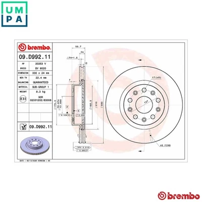 2x BRAKE DISC 09.D992.11 FOR JEEP ECX/EC1 2.0L EBH 2.1L 4cyl WRANGLER IV - Image 1 of 4