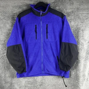LL Bean Men's Fleece Blue Sweater Full Zip Jacket Size Large Pockets Hiking - Picture 1 of 16