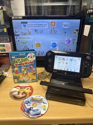working NINTENDO WII U BLACK VIDEO GAME PAD CONSOLE COMPLETE set up MARIO KART 8 - Image 1 of 4