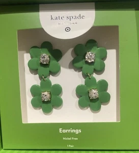 kate spade new york x Target - Green Floral Linear Earrings Limited Edition - Picture 1 of 3