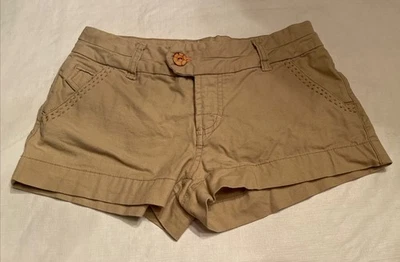 Womens Juniors Ocean Pacific Tan/Khaki Shorts size 5 Stretch Low Rise Beachy - Image 1 of 4