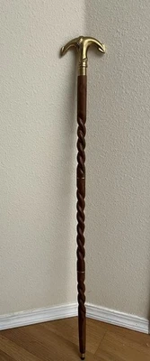 Anchor Head Brass Handle Walking Stick Cane – Nautical Style – Wood Shaft - Image 1 of 4