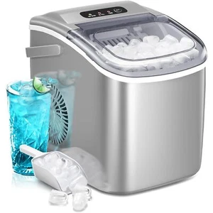 Máquina para hacer hielo portátil con mango, autolimpieza, 26 lb/24 H, 9 cubos/8 minutos - Imagen 1 de 8