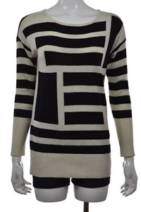 Catherine Malandrino Designation Womens Sweater Size XS Black Geo Boat Neck - Picture 1 of 5
