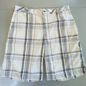 Ping Golf Shorts Mens Size 34 White Black Plaid Stripes 10" Inseam Stitched Logo - Picture 1 of 6