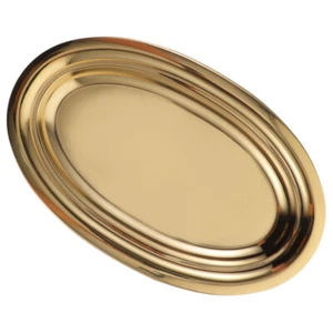 Stainless Steel Oval Pan Elliptical Dinner Plate Serving Platter - Picture 1 of 12