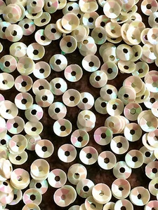 Sequins 4mm Ivory Dark Cream AB Rainbow Coolie Hat Cup Shape Choose Pack Size - Picture 1 of 2