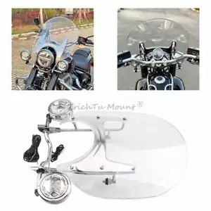 Windshield Windscreen + Chrome LED Auxiliary Fog Lights+Bracket Fit For BMW R18 - Picture 1 of 18
