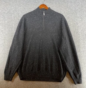 Suéter Scott Barber Cashmere Para Hombre Talla XXL Negro Blanco 1/4 Cremallera Cuello Simulado - Imagen 1 de 7