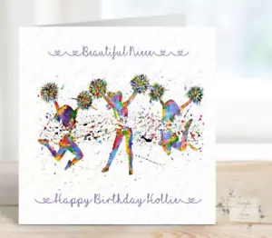 PERSONALISIERTE GEBURTSTAGSKARTE PERSONALISIERT CHEERLEADER GEBURTSTAGSKARTE CHEERLEADING - Bild 1 von 3