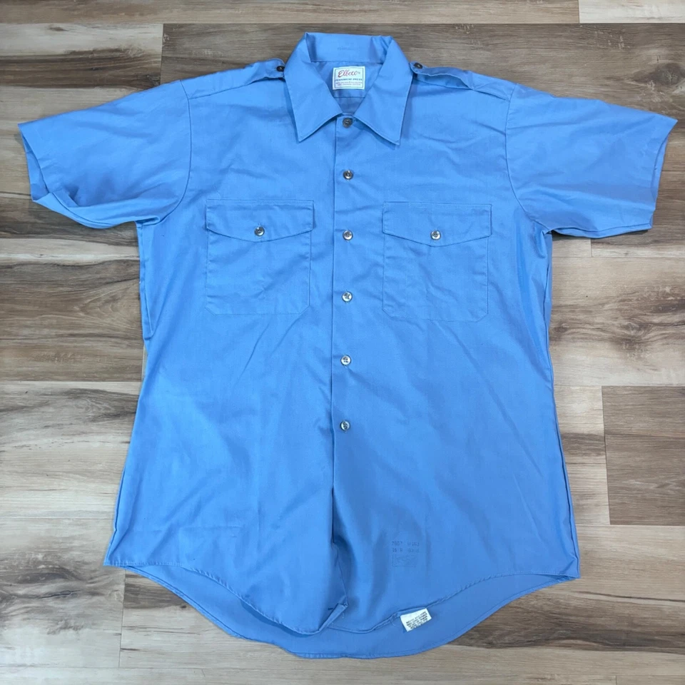 Camisa DE COLECCIÓN Elbeco Para Hombres 16 Grande Azul Uniforme de Trabajo EE. UU. 60 Unión Charreteras Foto 1 de 4