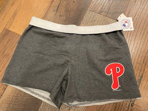 Philadelphia Phillies MLB Women’s Gray Logo/Wording Shorts ~ NWT Cover