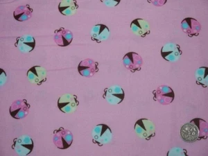 100% Cotton Flannelette Fabric Light Pink Ladybugs FAT QUARTER Beatles Bugs - Picture 1 of 1
