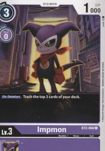 BANDAI DIGIMON CARD GAME - IMPMON BT2-068 C - PURPLE - Picture 1 of 2