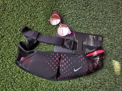 Nike Double Flask, Running Belt, 20oz Black/Pink Retail  - Image 1 of 4