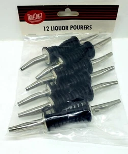 Table Craft 12 Pack Stainless Steel Liquor Bottle Pourers Tapered Spout New - Picture 1 of 2