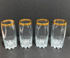 Bormioli Rocco Galaysia Italy Class Gold Rim High Ball Tumblers 5 5/8h Set of 4 - Picture 1 of 11