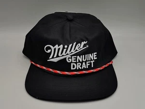 Miller Genuine Draft Beer Logo Patch Rope Trim Snapback Trucker Cap Hat - Picture 1 of 5