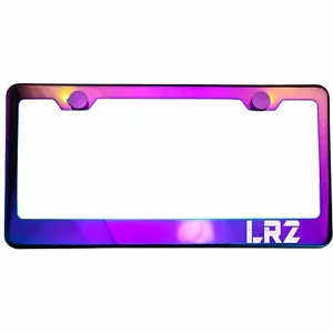 Polish Neo Neon Chrome License Plate Frame LR2 Laser Etched Metal Screw Cap - Bild 1 von 8