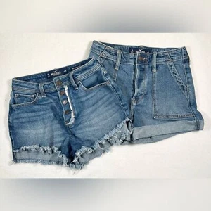 HOLLISTER Women’s Lot of High Rise Mom Shorts 0/24” Vintage Stretch Summer Retro - Picture 1 of 16