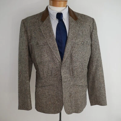 Abrigo Deportivo De Colección Kenzo Paris Para Hombre 40 Reg Blazer Marrón Lana Tweed 2 Botones Delgado Foto 1 de 4