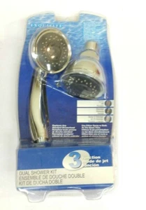 LDR 520 3025CP 3 Function Dual Head Shower Head Showerhead Kit with Hose, Chrome - Picture 1 of 2