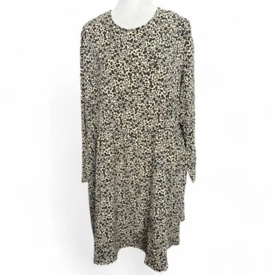 ASOS Design Curve Long Sleeve Mock Mini Dress in Leopard Animal Print Size 14 - Image 1 of 4