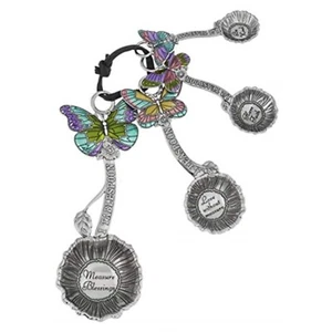 Ganz 4 Piece Measuring Spoons Set Silver with Colored Butterflies - Picture 1 of 1
