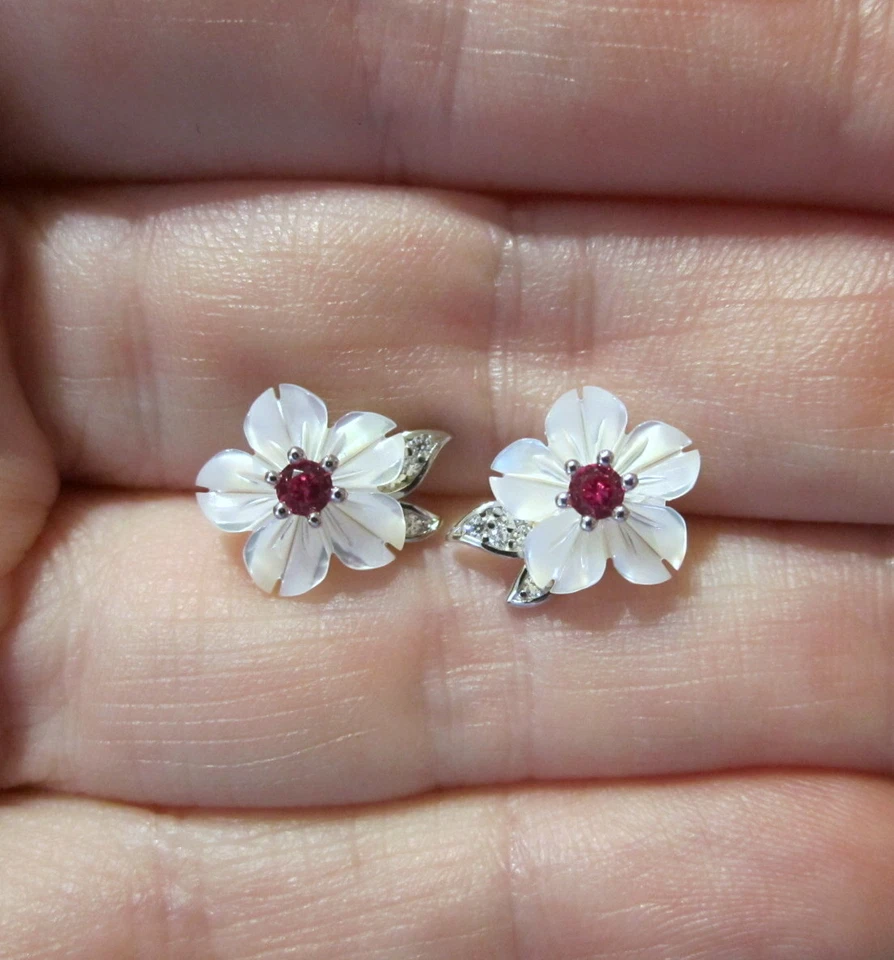 Pendientes Flor Sakura - Concha y Plata de Ley A - ¡¡¡VERDADERAMENTE HERMOSOS!!!! Foto 1 de 4