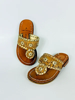 Jack Rogers Miss Napa Valley 小女孩 学步儿童 凉鞋 软木和金色 尺寸 7 二手状况完好 — 第 1/4 张图片