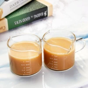 2 PCS Clear Glass Espresso Shot Glass Espresso Glass Measuring Cup for Kitchen - Picture 1 of 4