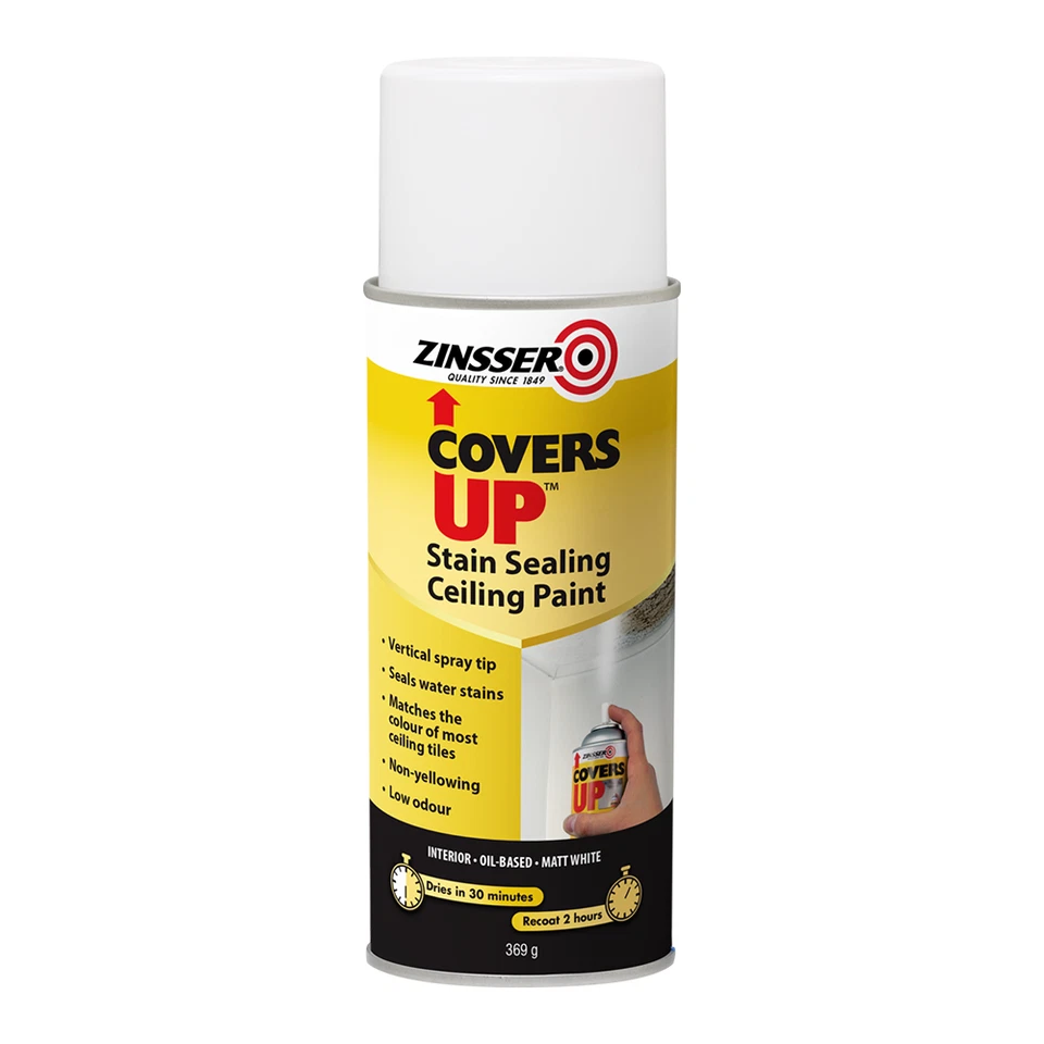 ZINSSER RUST-OLEUM Covers Up Ceiling Paint & Primer Aerosol 369g White Spray - Image 1 of 1