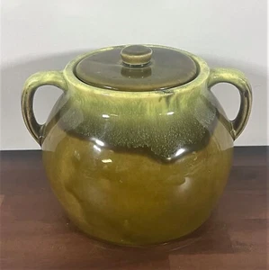 Olla de frijoles esmaltados de goteo verde vintage marcada EE. UU. - Imagen 1 de 12