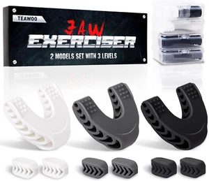 Ejercitador Mandíbula 9PCS, 3 Niveles Resistencia, Blanco/Gris/Negro - Picture 1 of 12
