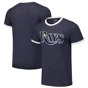 Men's Majestic Threads Navy Tampa Bay Rays Ringer Tri-Blend T-Shirt - Picture 1 of 3