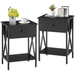 End Tables, Modern Nightstand with Drawer & Shelf, Night Stand for Bedroom Li... - Picture 1 of 9