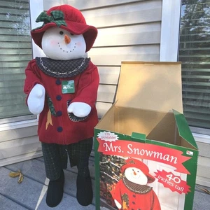 VTG Mrs Snowman 40" Poseable Holiday Character Porch Decor Kmart NOS 1990s  - Picture 1 of 6