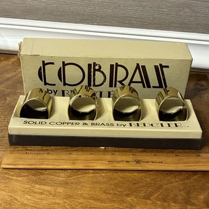 Anillos de servilleta Cobras Beucler latón cobre en caja cuatro 4 vintage MCM EE. UU. Hecho en Lote Antiguo - Imagen 1 de 10
