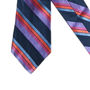 Tommy Hilfiger Silk Repp Tie Men’s 59.5” Navy Blue Purple Stripe Preppy Wide NWT - Picture 1 of 4