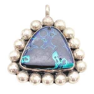 Sterling Silver Azurite in Malachite Pendant - Picture 1 of 4